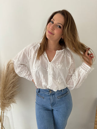 White flowers blouse