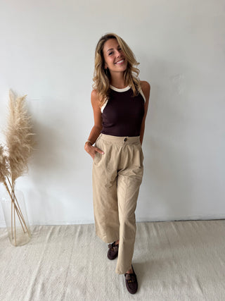 Taupe barrel pants