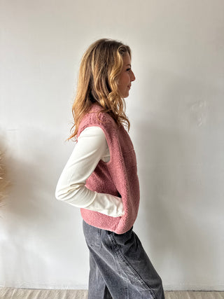 Old pink teddy vest
