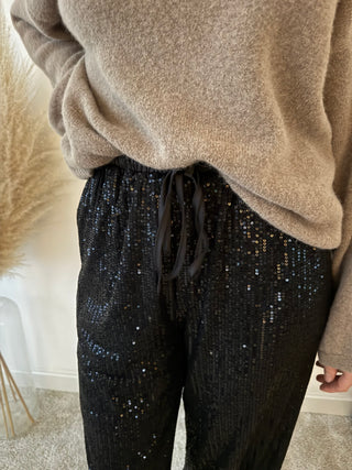 Black glitter comfy pants