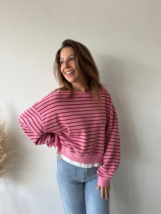 Pink striped sweater