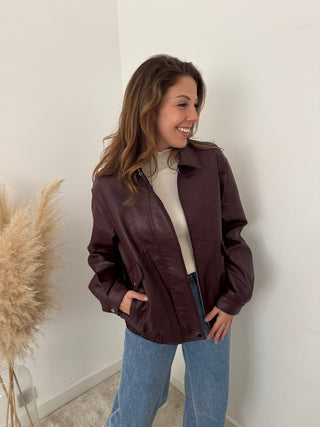 Burgundy faux leather jacket