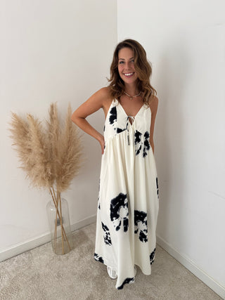 Black white tie dye dress