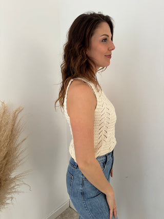 Beige crochet top