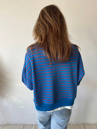 blue red striped sweater