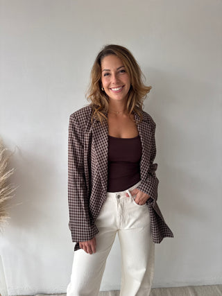 Brown checked blazer