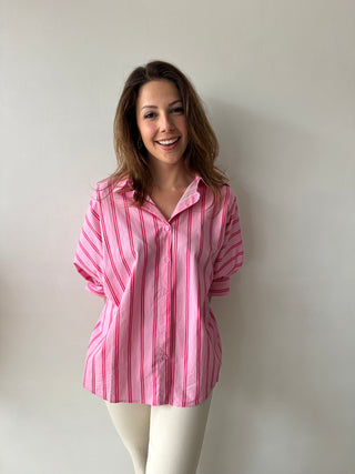 Pink fuchsia striped blouse