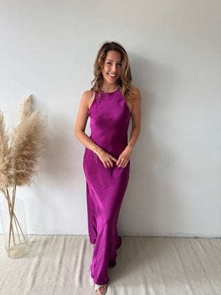 Purple silky dress