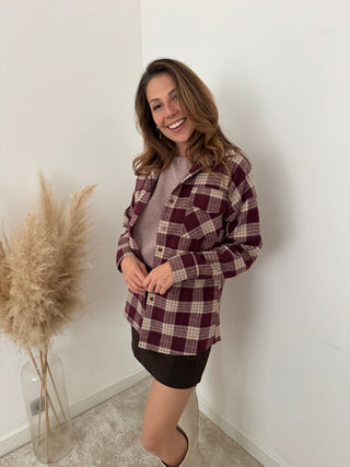 Burgundy checked shirt