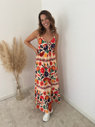 Colorful flowers maxi dress