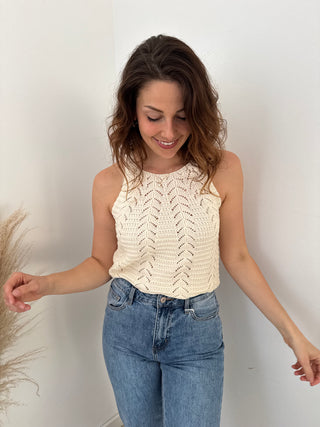 Beige crochet top