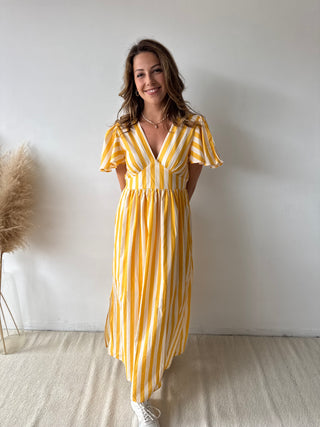 Yellow striped maxi dress