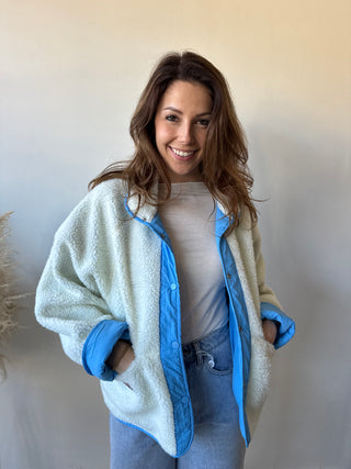 Blue teddy reversible jacket