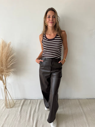 Brown leather pants
