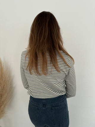 Grey white striped t-shirt