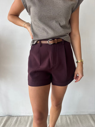 Burgundy belt short