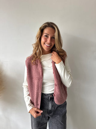 Old pink teddy vest