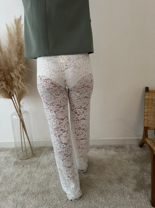 White lace pants