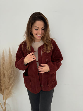 Burgundy teddy jacket