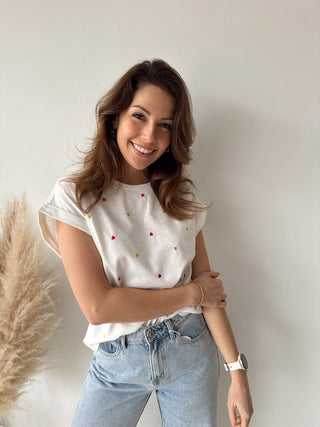 Colorful hearts white t-shirt
