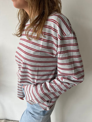 Red grey striped longsleeve