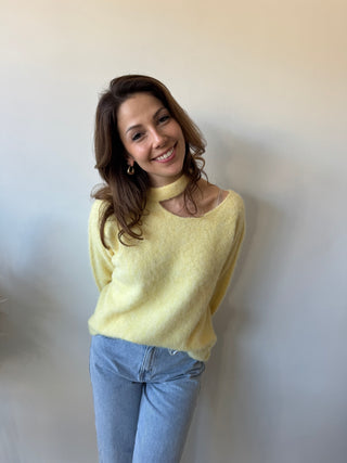 Yellow open back soft knit