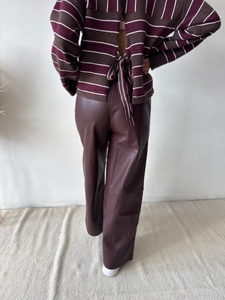 Burgundy leather pants
