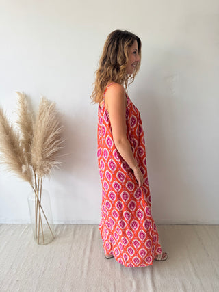 Pink orange flowy dress