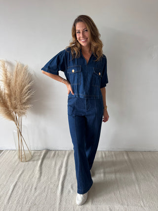 Blue denim co ord set
