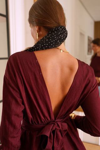 Burgundy knot back top