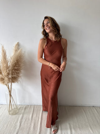 Terracotta silky dress