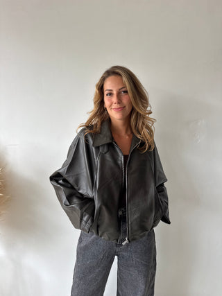 Coffee leather jacket