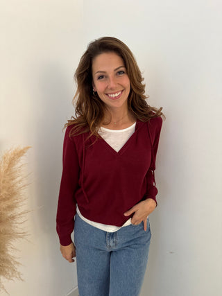 Burgundy double layered knit