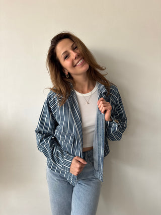 Blue white striped jacket