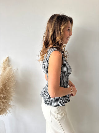 Black vichy top