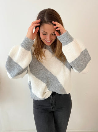 Soft grey white knit