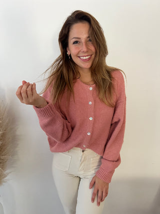 Pink button cardigan