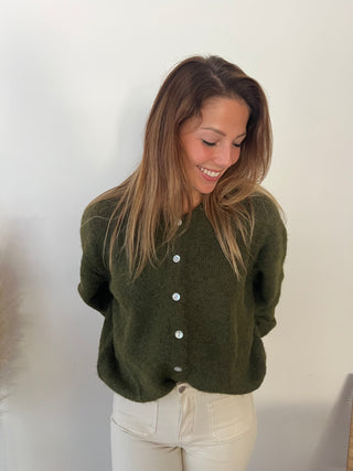 Kaki button cardigan
