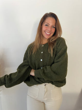 Kaki button cardigan