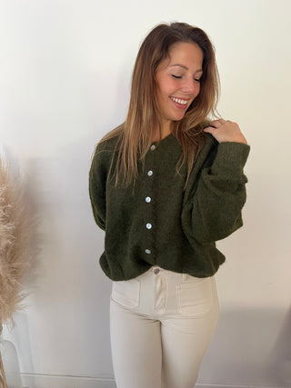 Kaki button cardigan