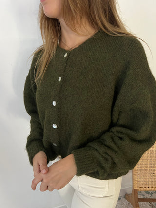 Kaki button cardigan