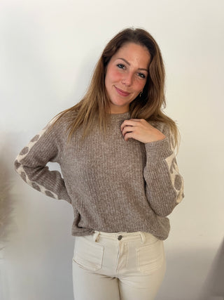 Taupe heart sleeves sweater