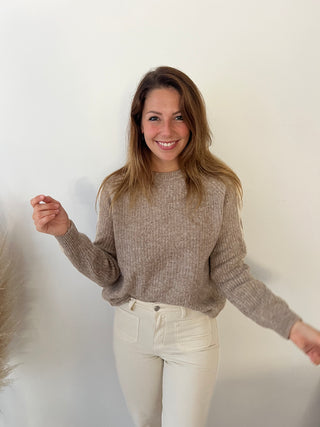 Taupe heart sleeves sweater