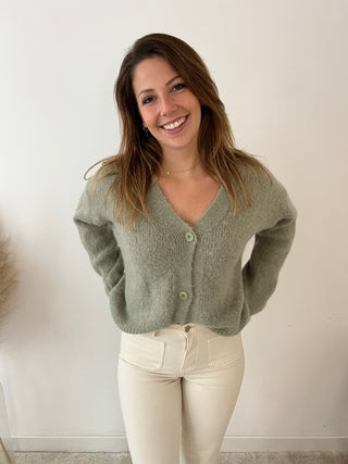 Soft olive button cardigan