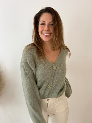 Soft olive button cardigan
