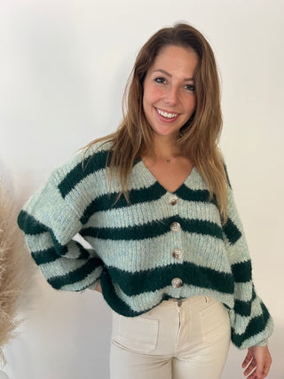 Green striped mint cardigan