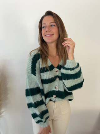 Green striped mint cardigan