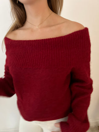 Burgundy off shoulder knit