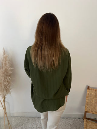 Kaki V-neck blouse