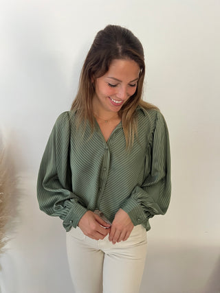 Kaki wide sleeves blouse